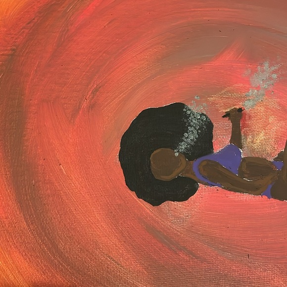 Vibrant Orange and Purple Abstract Art Canvas - Picture 2 of 4